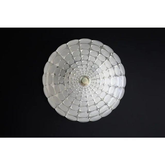 Mid-century space age clear and frosted glass round flush mount or wall lamp designed by j.t. Kalmar, austria, circa the...