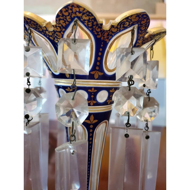 Antique Bohemian Glass Moser Overlay Lusters - a Pair For Sale In Boston - Image 6 of 6