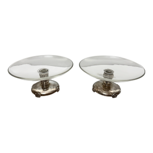 1950s Sterling Silver Base and Crystal Candy Dish. Set of 2