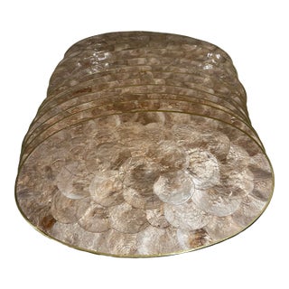 1970s Capiz Champagne Oval Placemats - Set of 12 For Sale
