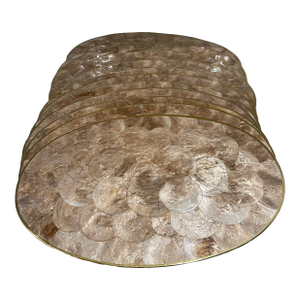 1970s Capiz Champagne Oval Placemats - Set of 12