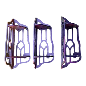 Vintage Dark Fretwork Wood Corner Display Shelves Set of 3