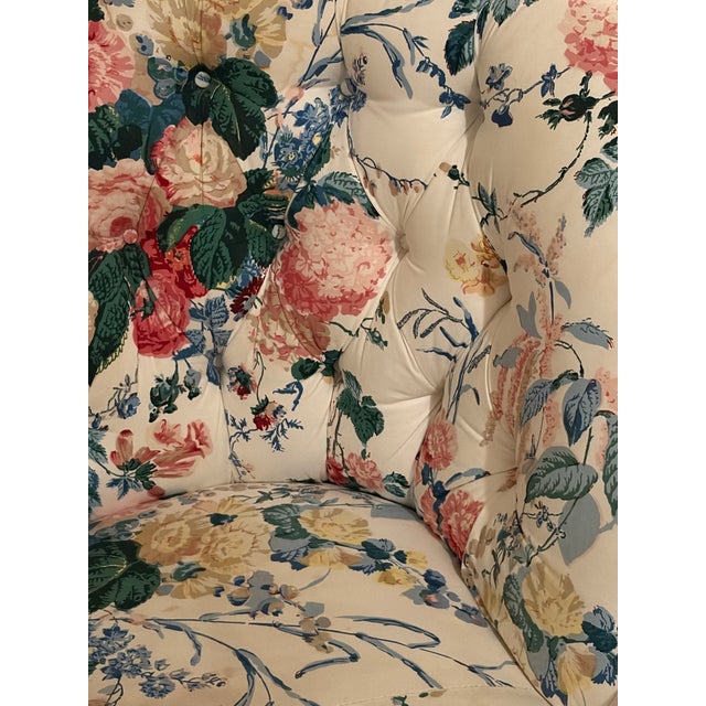 Shabby Chic Vintage French Provincial Floral Chintz Conversation Double Spoon Back Sofa / Settee For Sale - Image 3 of 7
