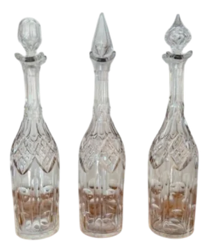 Edwardian Cut Glass Decanters, 1900s, Set of 3