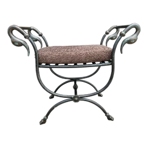 1970s Italian Modern Iron and Bronze Bench