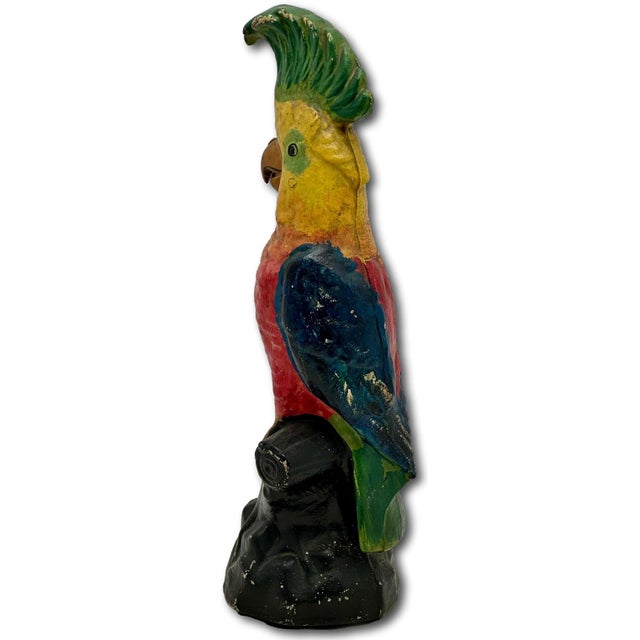 Rare Very Large 14 1/2 Inches Tall Antique American Cast Iron Cockatoo - Parrot Doorstop in Original Paint Circa 1920s For Sale - Image 15 of 18