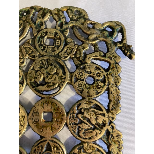 Vintage Solid Brass Asian Coin Trivet or Wall Décor For Sale In Oklahoma City - Image 6 of 10