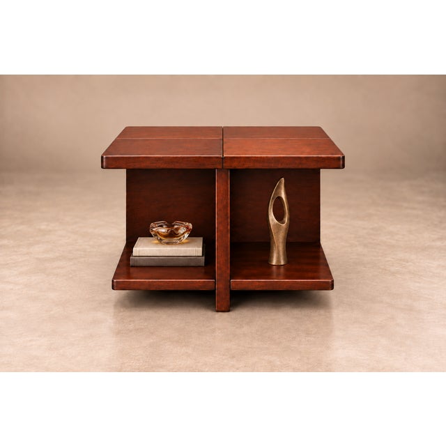 Pair of Brazilian Modern Imbuia Side Tables with Open Lower Storage and Display Shelves, Casa Finland, Brazil, 1960s — Lot 1130 For Sale - Image 4 of 18