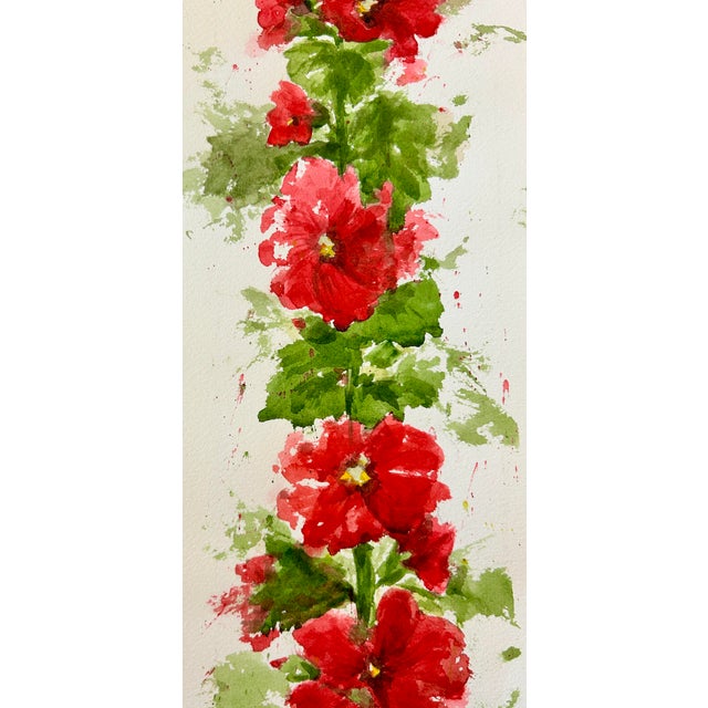 Giclee Print of “Pink Hollyhocks” From an Original Watercolor Painting For Sale - Image 4 of 8