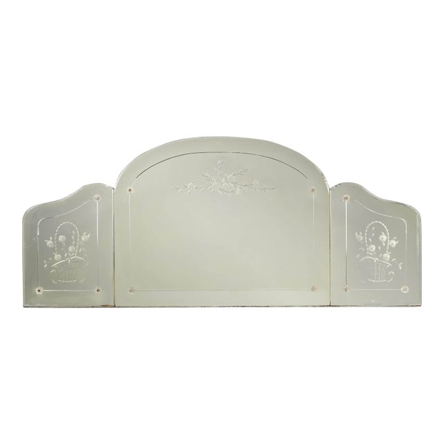 Vintage Traditional Etched Triptych Wall Mirror For Sale