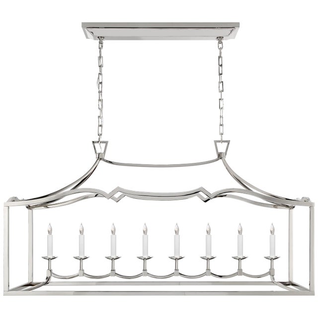 Chapman & Myers for Visual Comfort Signature Fancy Darlana Large Linear Pendant in Polished Nickel For Sale
