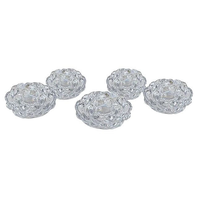 Raspberry Glass Candleholders by Anne Nilsson for Orrefors, Set of 5 For Sale