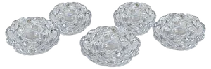 Raspberry Glass Candleholders by Anne Nilsson for Orrefors, Set of 5