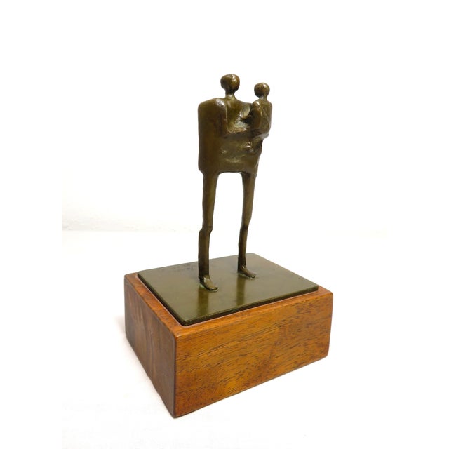Mid-Century Modern Signed Ray Jensen Bronze Modernist Art Sculpture ~ Figure W/ Child ~ Pacific Northwest For Sale - Image 3 of 16