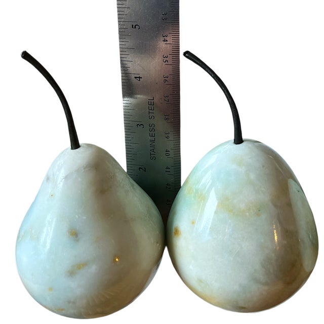 2000 - 2009 Set of Five Hand-Carved Marble Pears – Soft Aqua Green For Sale - Image 5 of 5