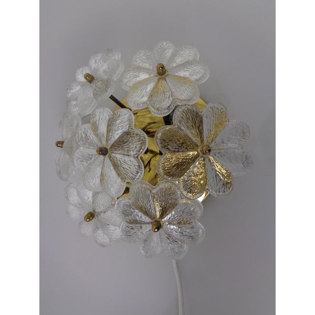 Brass and Crystal Glass Flower Sconces by Ernst Palme for Palwa, 1960s, Set of 2 For Sale - Image 10 of 18