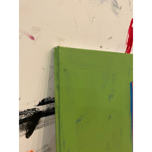 Contemporary Sarah Trundle, Contemporary Abstract Chair Painting, "A Chair: Blue on Green" For Sale - Image 3 of 4