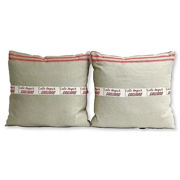 Vintage French Linen Pillows, a Pair For Sale - Image 4 of 4
