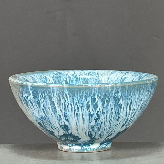 Ceramic Chinese Blue & White Splash Glazed Porcelain Tea Cup For Sale - Image 7 of 9