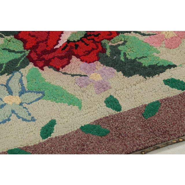 Textile Antique Hooked Rug in Purple With Floral Medallion & Patterns From Rug & Kilim For Sale - Image 7 of 8