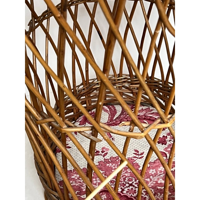 French Country Vintage French Lattice Style Basket With Handle For Sale - Image 3 of 11