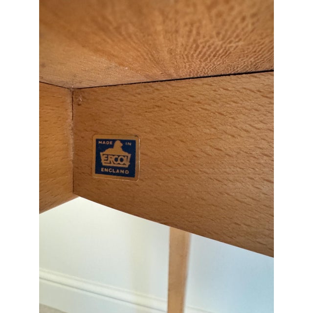 Beautiful ercol drop leaf table, blue label. this is in a blonde finish, solid elm. this is a vintage piece and does show...