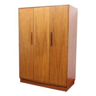 Mid Century Modern Vintage Teak Triple Armoire in the Style of G Plan Danish Style For Sale