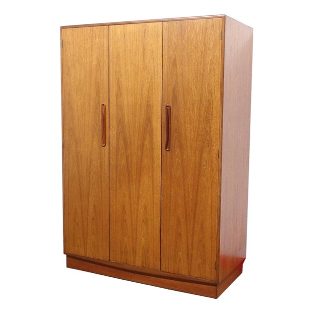 Mid Century Modern Vintage Teak Triple Armoire in the Style of G Plan Danish Style For Sale