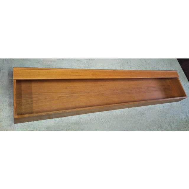 Long Danish Floating Teak Sideboard with Lights, 1960s For Sale - Image 9 of 9