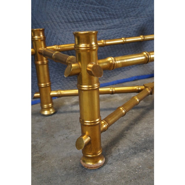 Late 20th Century Late 20th Century Vintage Hollywood Regency Gold Faux Bamboo Coffee Cocktail Table Base For Sale - Image 5 of 8