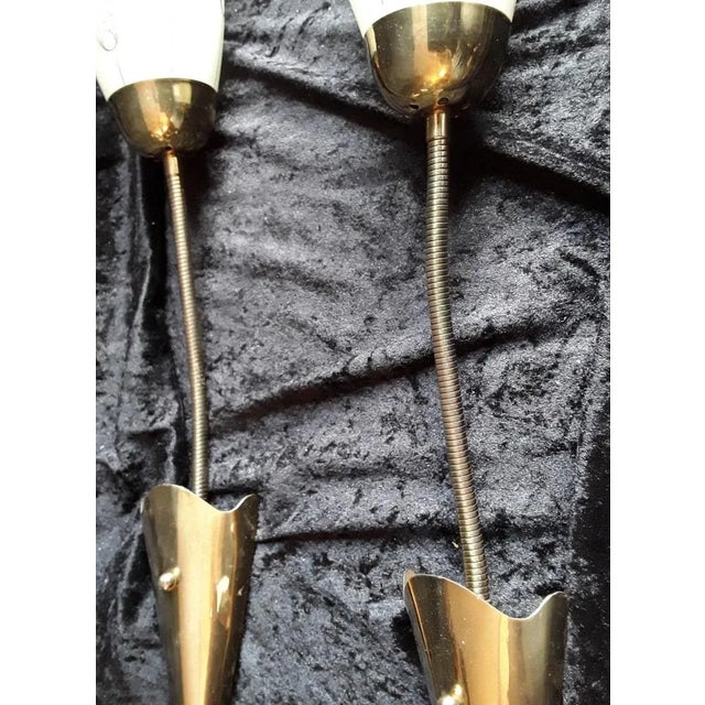 Mid-Century Wall Lamps with Flex Arms in Brass & Glass, 1950s, Set of 2 For Sale - Image 4 of 10