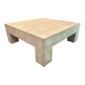 August Lillian August Gavin Square Coffee Table Pearl White Shagreen With Drawer