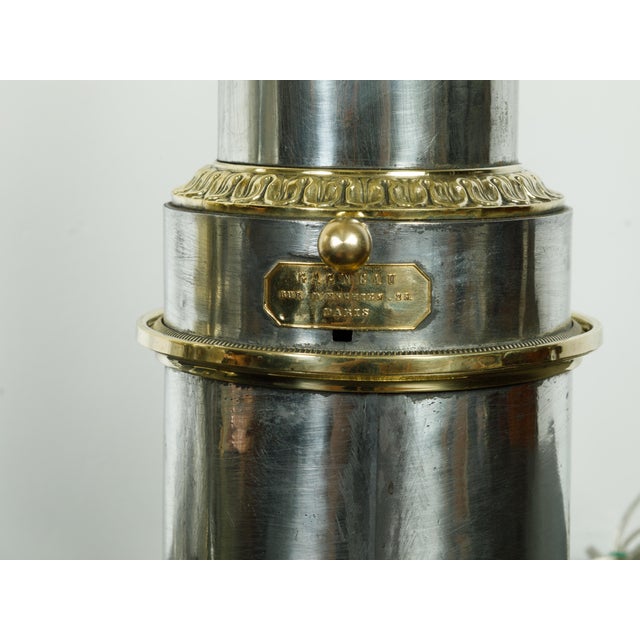 Early 20th Century 1920s French Gagneau Paris Steel and Brass Table Lamps with Waterleaves - Pair For Sale - Image 5 of 9