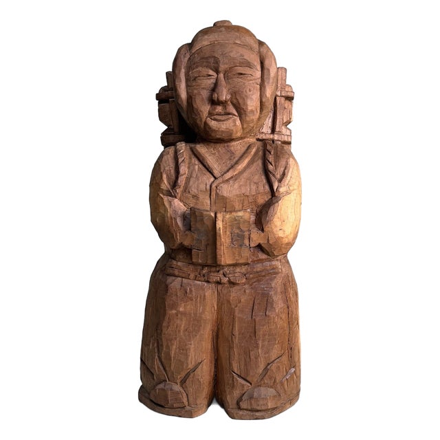 Japanese Mingei Wooden Sculpture of Ninomiya Kinjirō, Shōwa Period, 1920s-1940s For Sale