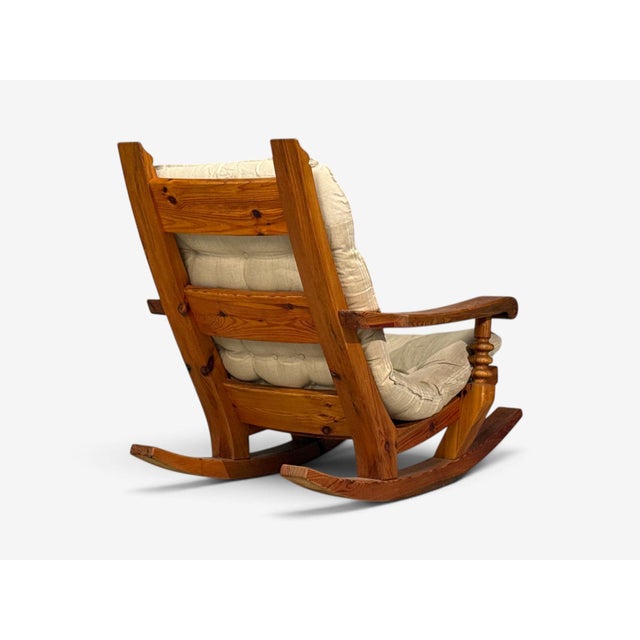 Collden, Swedish Modern, Large Rocking Chair, Pine, Fabric, Sweden, 1970s For Sale - Image 13 of 14