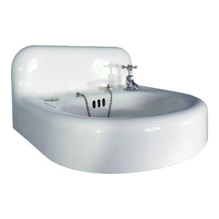 1952 Vintage Kohler High-Back Porcelain & Cast Iron Rounded Front Sink For Sale