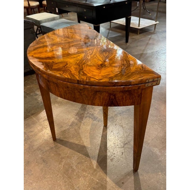 Traditional Biedermeier Demi-Lune Flip Top For Sale - Image 3 of 6