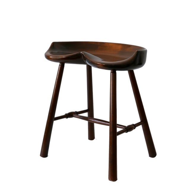 Mid-Century Modern Solid Wood Stool, Germany, 1950s For Sale