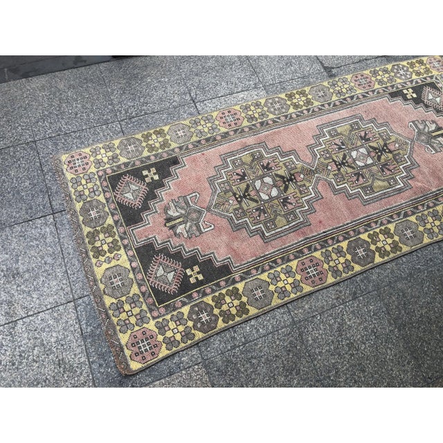 1960s 1960s Vintage Turkish Handmade Area Rug- 3′11″ × 7′7″ For Sale - Image 5 of 11