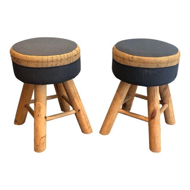 Pine Stools, French Work, Circa 1970 - a Pair For Sale