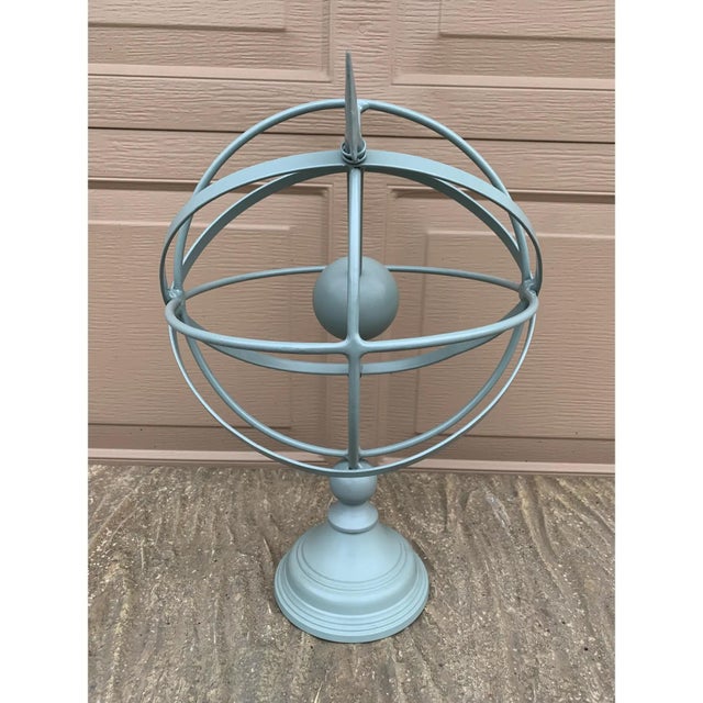 Gray Vintage French Country Gray Iron Garden Armillary Sundial For Sale - Image 8 of 11