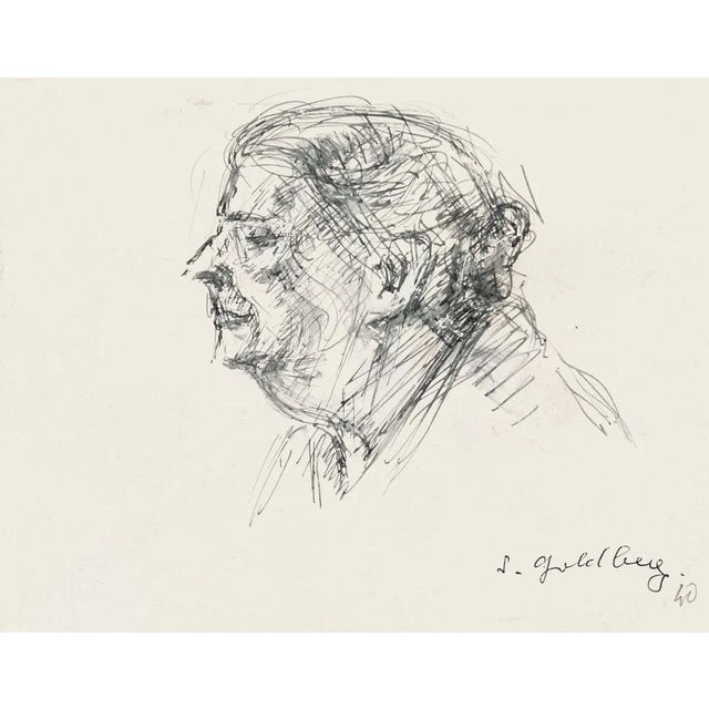 Woman is an original drawing in pencil and pen on paper realized by Simon Goldberg (1913-1985). Hand-signed on the lower...