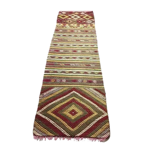 Vintage Turkish Narrow Shabby Chic Kilim Runner Rug
