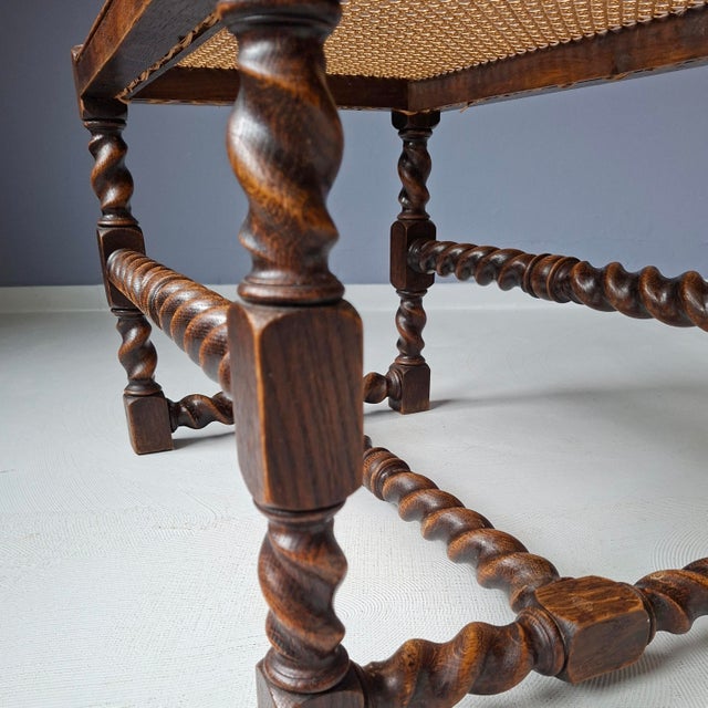 Wood and Rattan Ottoman, 1930s For Sale - Image 6 of 7