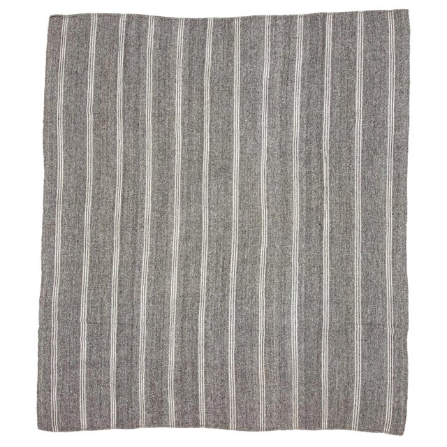 1960s Vintage Gray Kilim Rug- 9′4″ × 10′4″ For Sale
