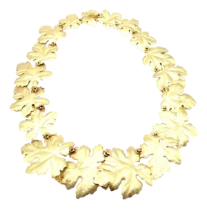 Vintage Tiffany & Co Angela Cummings Yellow Gold Leaf Necklace 1981
