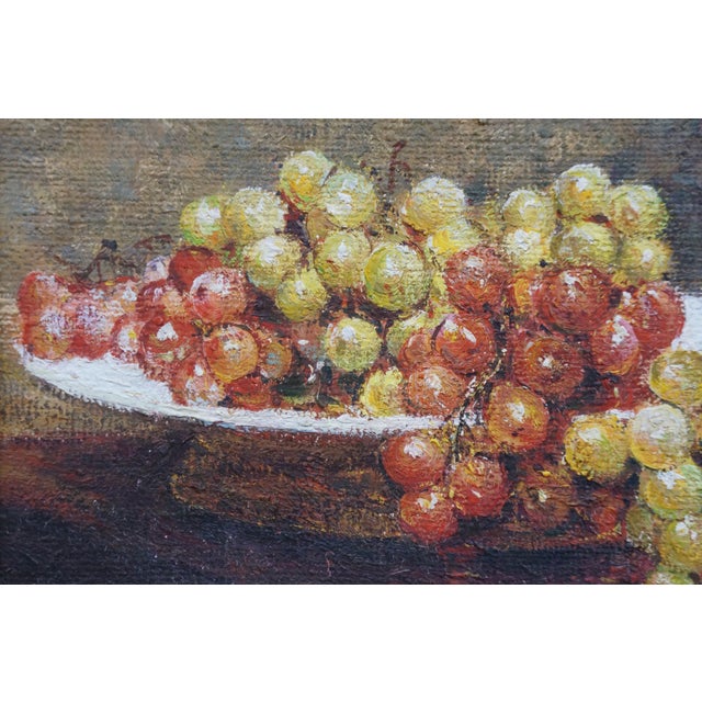 Late 20th Century Asters and Fruit on a Table Oil Painting on Canvas After Henri Fantin Latour 31" For Sale - Image 6 of 10