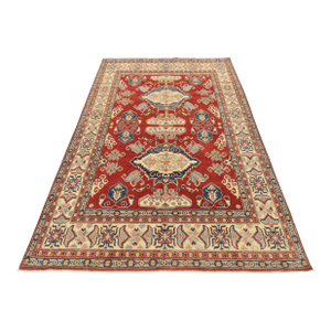Kazak Red Wool Tribal Hand-Knotted Rug 7'11'' X 11'6''