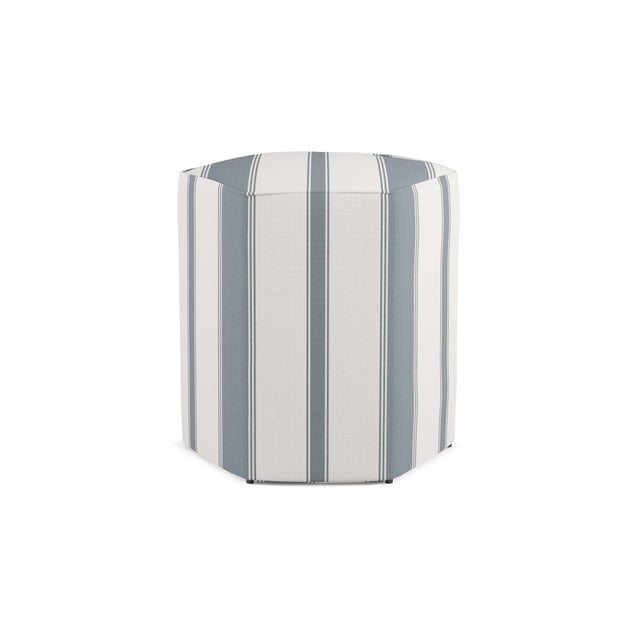 Hexagonal Ottoman In French Blue Clarence Stripe Chairish