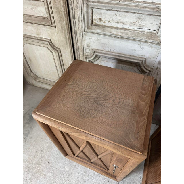 Wood Art Deco Style Oak Bedside Tables, 1930s, Set of 2 For Sale - Image 7 of 16